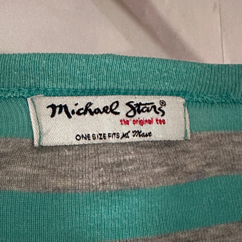 Vintage Y2K MICHAEL STARS Striped Long Sleeved Henley Shirt - Picture 2 of 6
